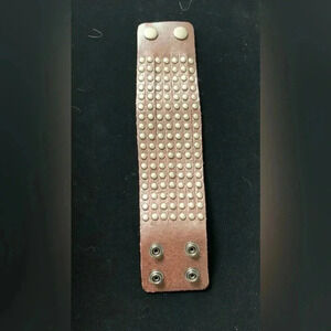 Brown leather studded cuff bracalet